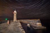 star trails Whitby Pier