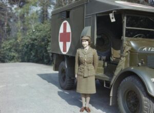 Prinses Elizabeth in de Auxiliary Territorial Service, april 1945