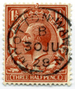 George V 1 1⁄2d 1912, postzegel van voor Decimal Day