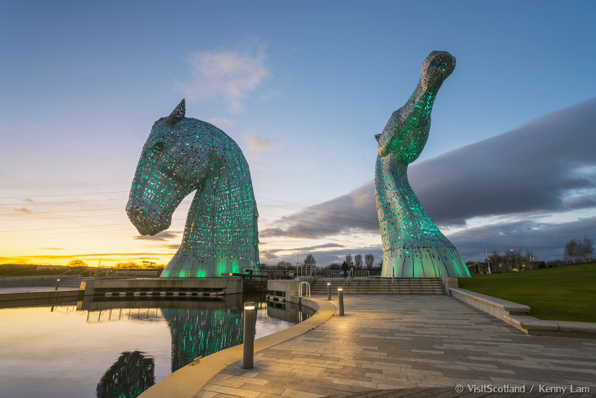 De mythische Kelpies bij Falkirk in Schotland   