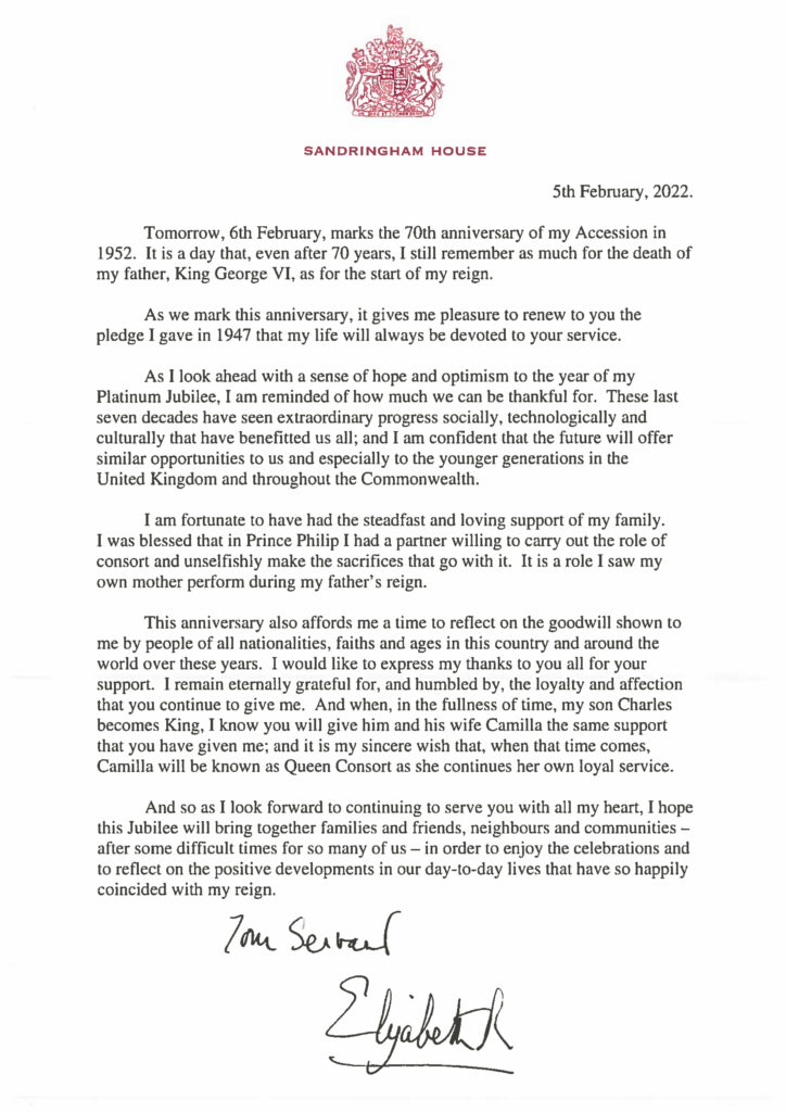 The Queen's message - Accession Day