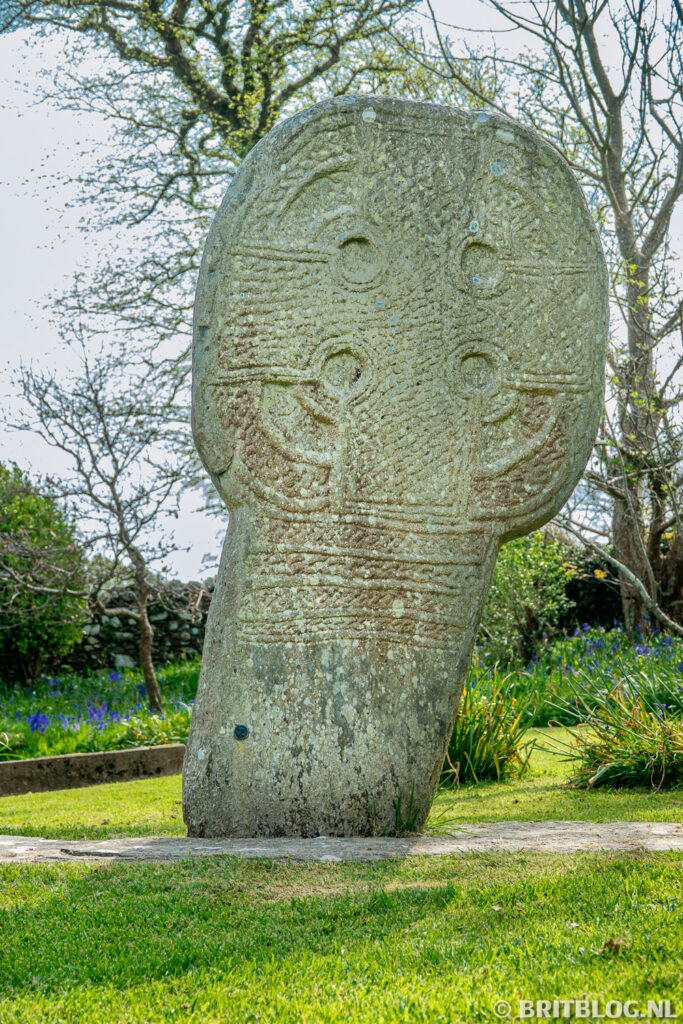 Keltisch kruis bij St Adamnan’s Church, Lonan, Isle of Man