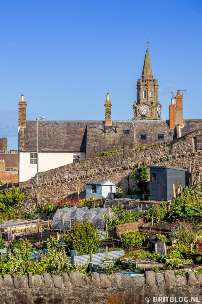 kerk en moestuintjes in Berwick-upon-Tweed