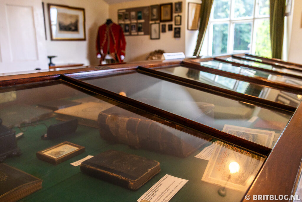 Museumopstelling in William Wordsworths huis Rydal Mount in het Lake District, Engeland.