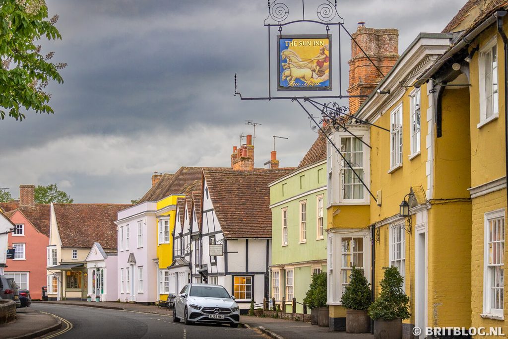 Kleurrijke huizen in Dedham, Dedham Vale, Essex